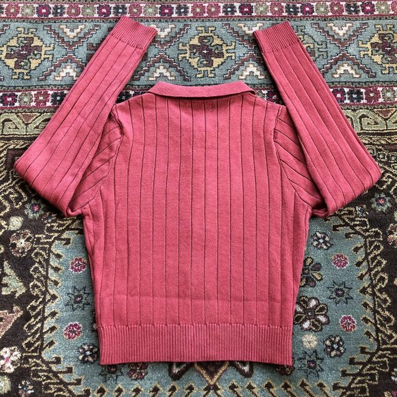 Beautiful Wide-Ribbed Rust-Color Crop Cardigan NWT Size S - Picture 8 of 16